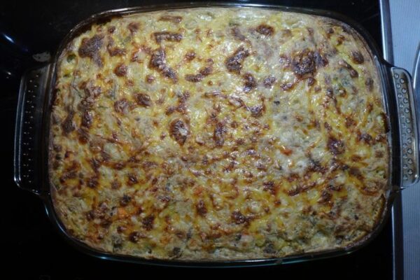 вкусная рисовая запеканка с фаршем