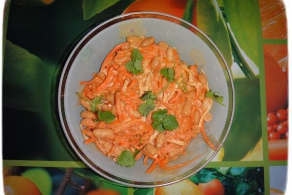 салат готов корейская морковь сыр и фасоль