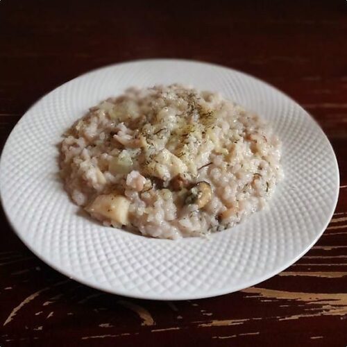ризотто с кальмарами.подача