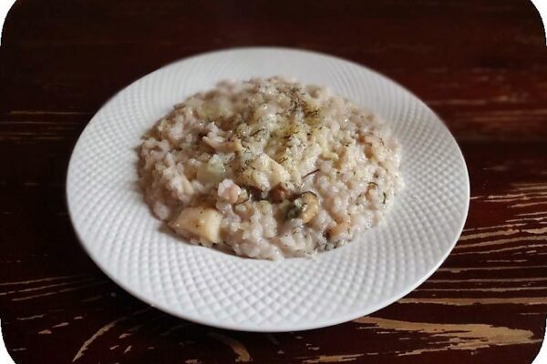 ризотто с кальмарами.подача