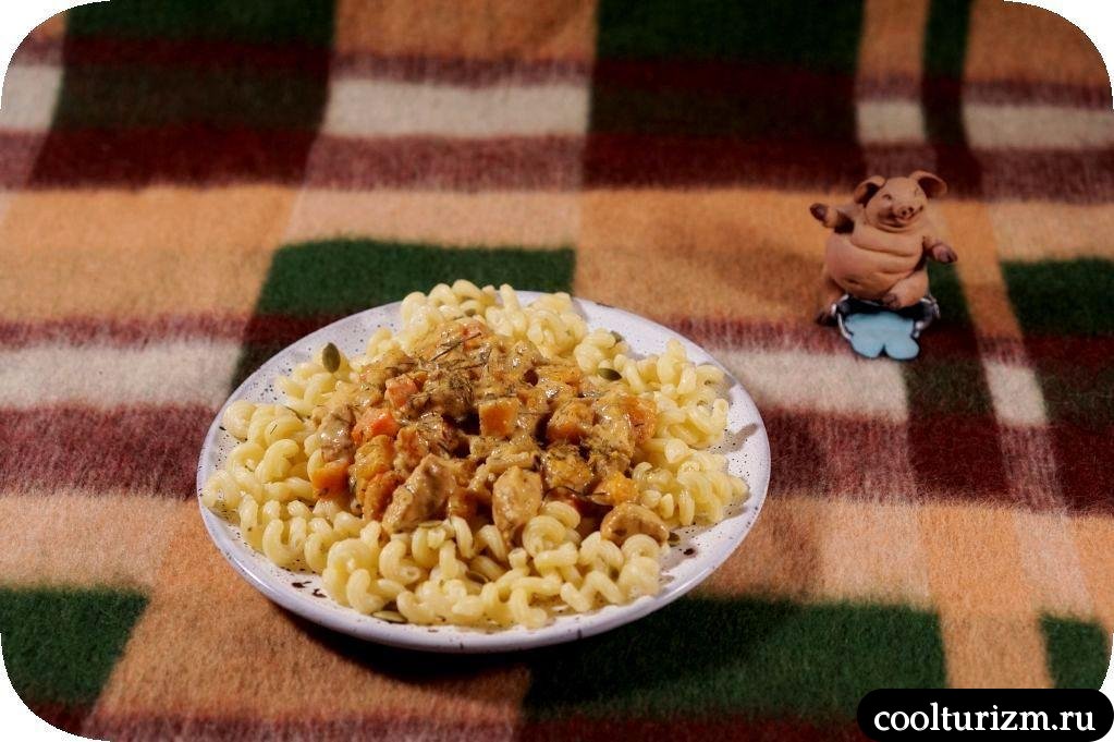 рожки с курицей