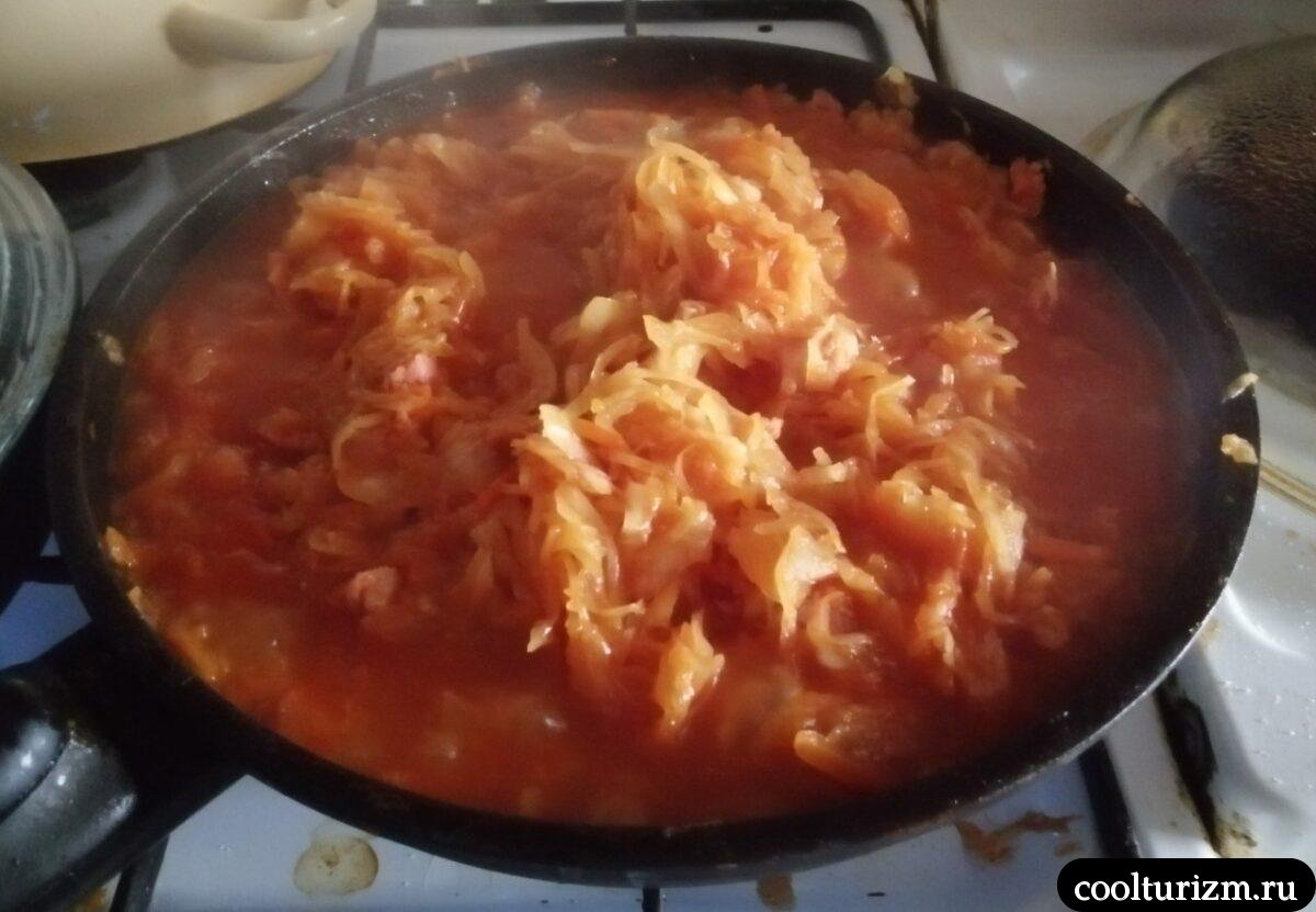 вкусная тушёная капуста