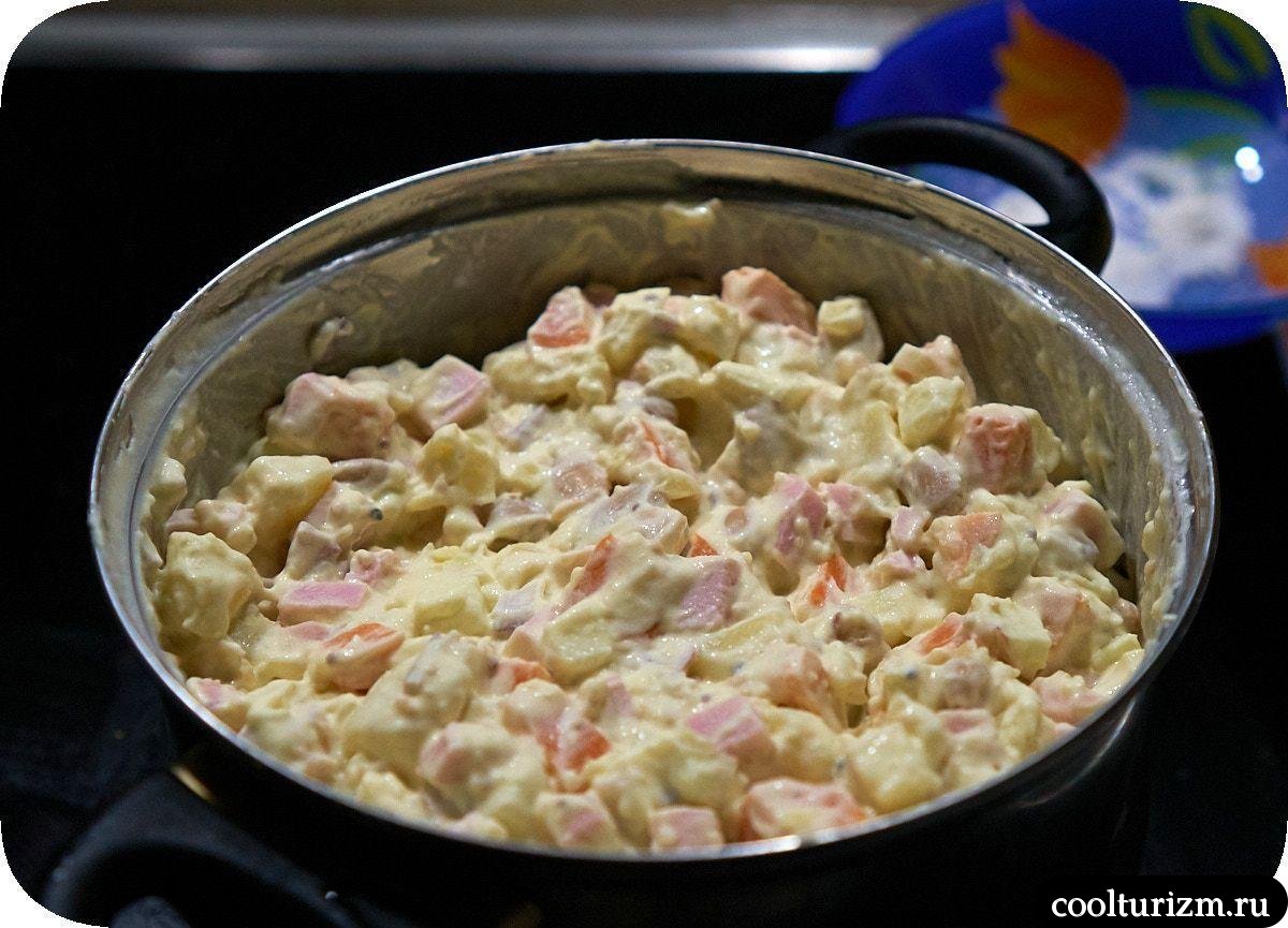 как приготовить Салат картофельный с ветчиной и морковью