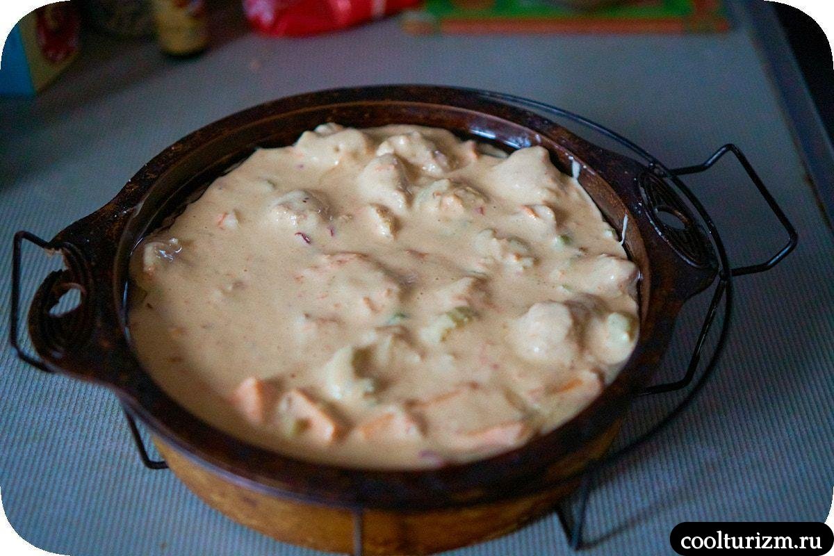 Пирог с кимчи и соевым мясом тесто