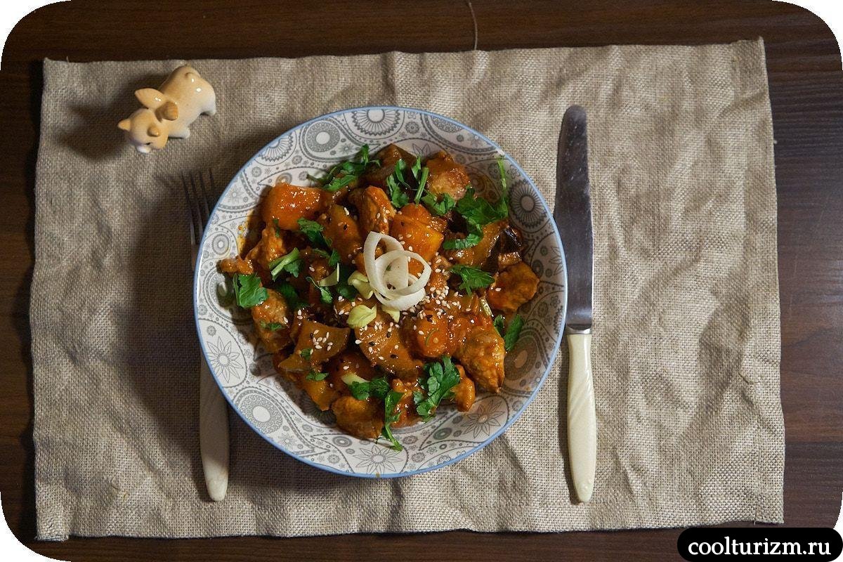 Баклажаны с мясом и тыквой паназиатская кухня
