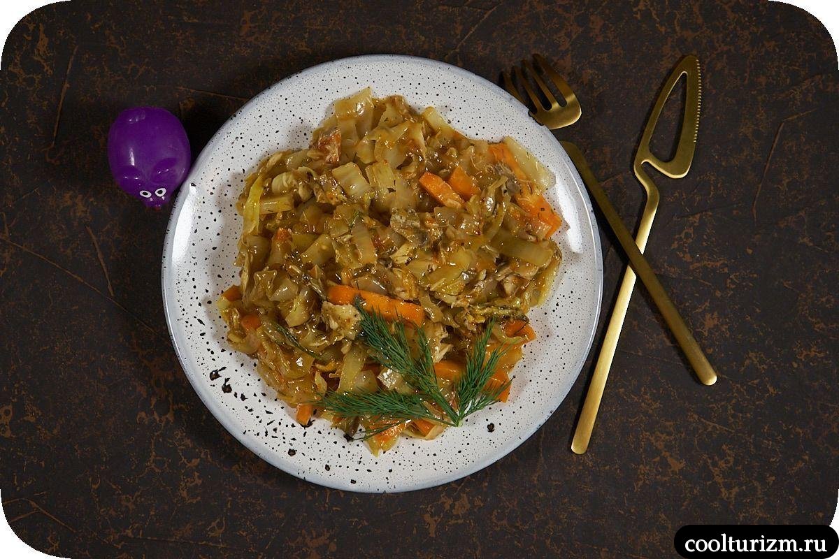 Тушеная капуста со скумбрией вкусный рецепт