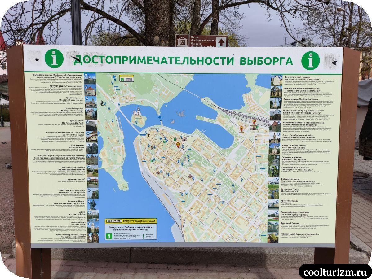 достопримечательности Выборга план