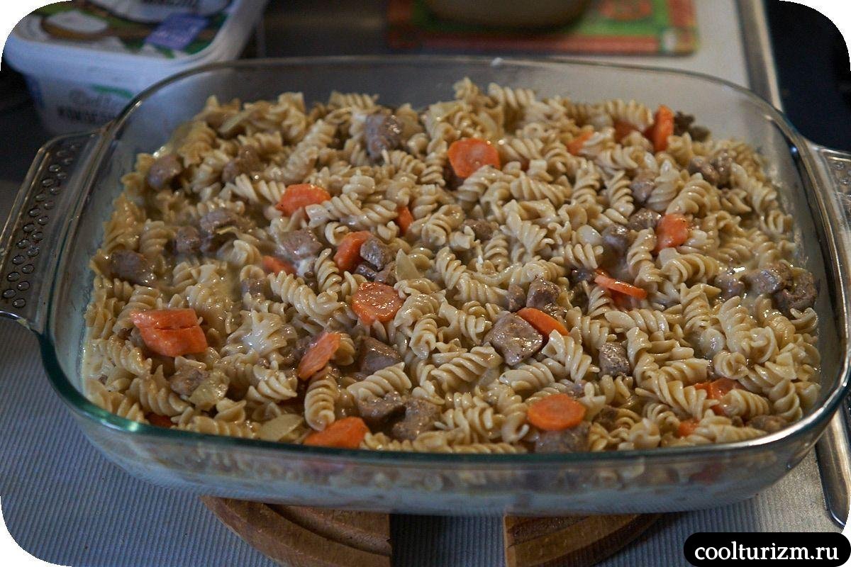 Макаронная запеканка с мясом пошагово