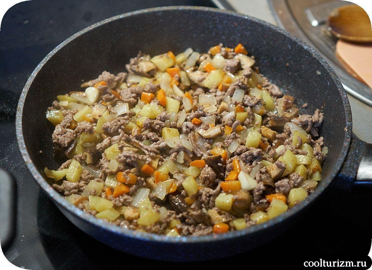 жарка овощей и фарша