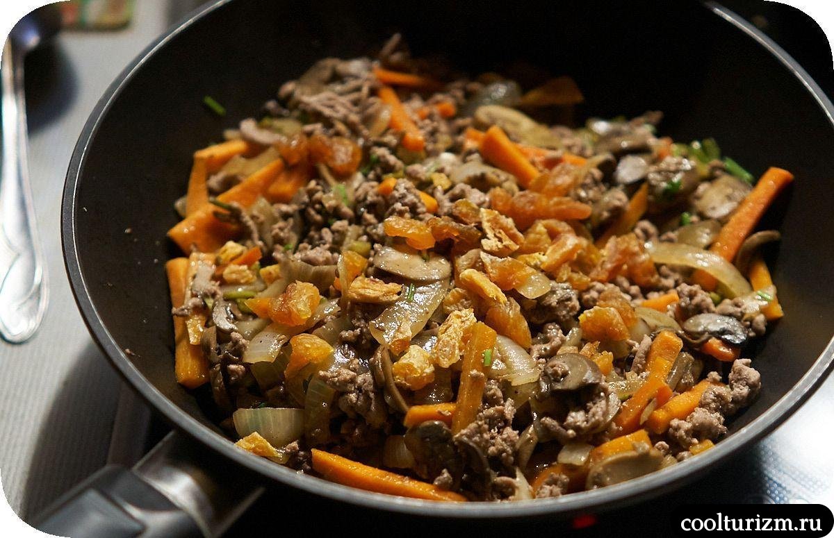 Булгур с шампиньонами и фаршем как приготовить