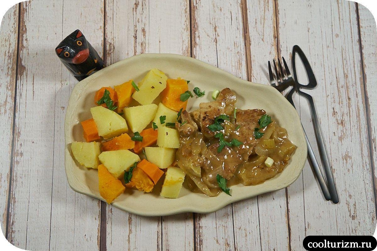 Медальоны из вырезки с картошкой и тыквой на гарнир рецепт