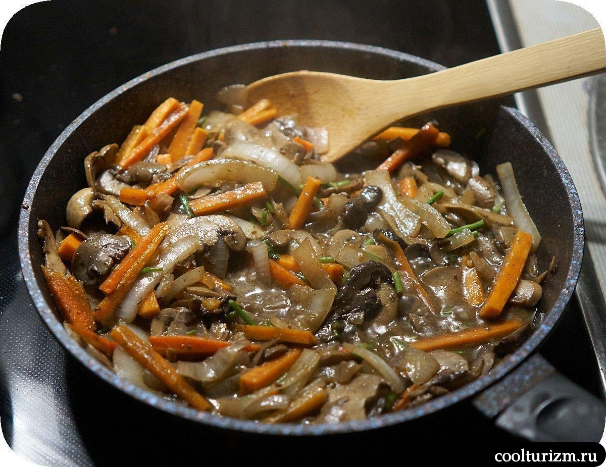 обжарка овощей с шампиньонами