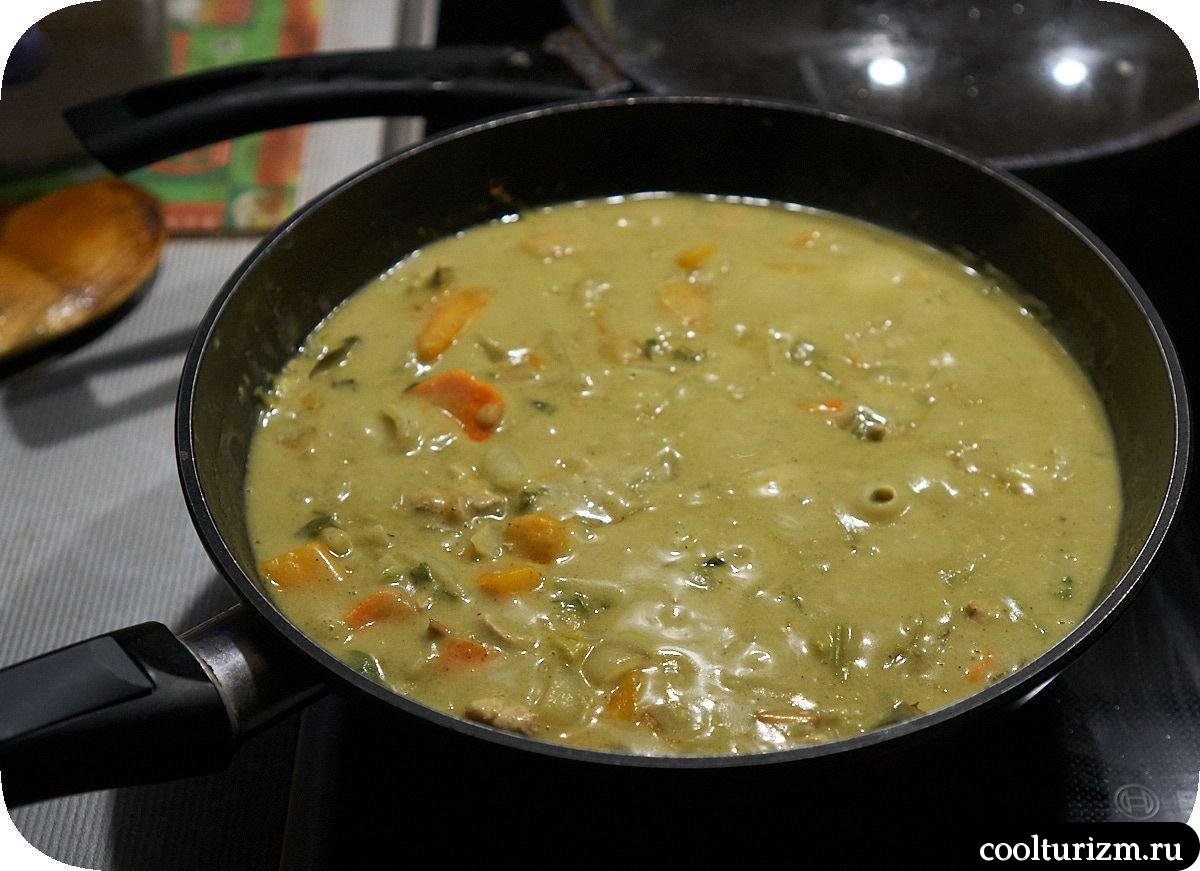 Зелёный карри на кокосовом молоке с тыквой и мясом простой рецепт