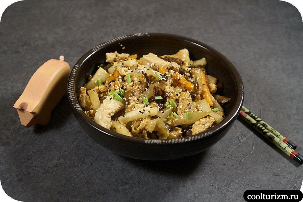 Мясо с древесными грибами по-китайски
