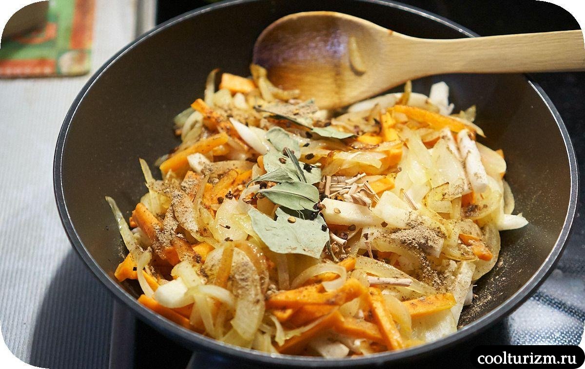 Дайкон с мясом и овощами