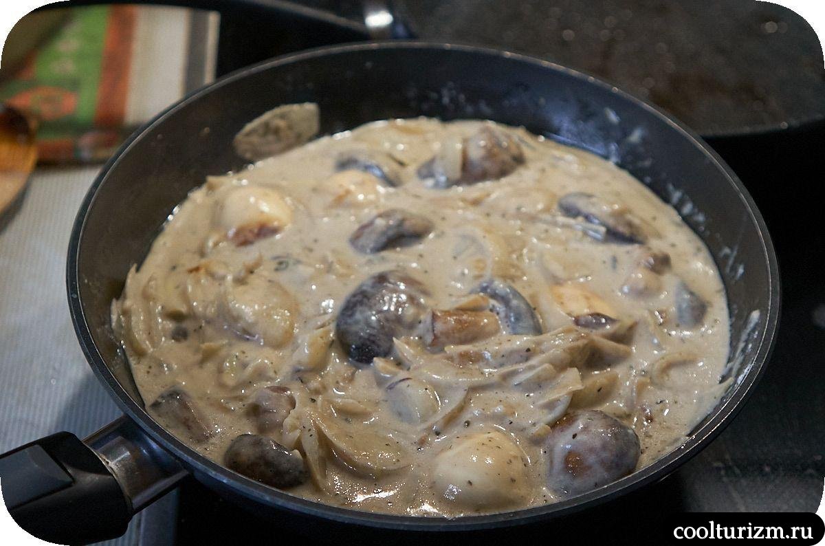 Шампиньоны жареные с яйцами в сливках как готовить самому