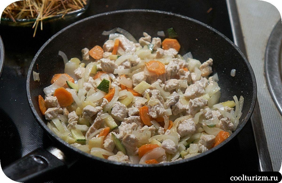 жарка индейки с овощами