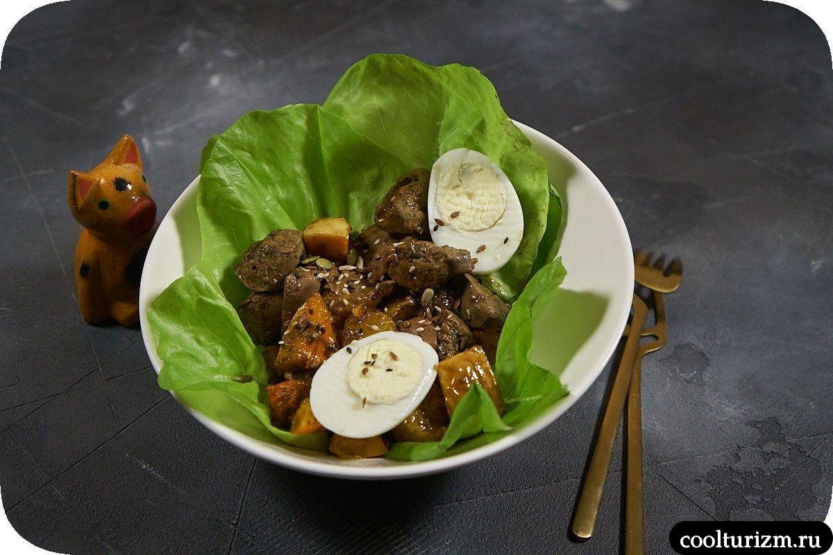 Куриная печень с тыквой и яйцом рецепт