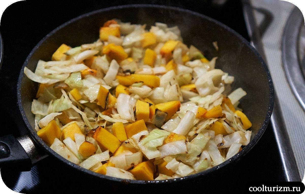 жарка тыквы и капусты