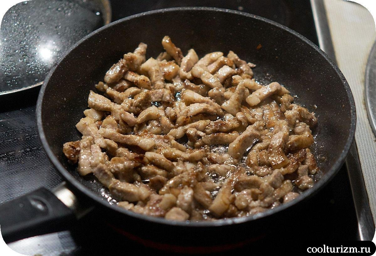 обжарка мяса полосками