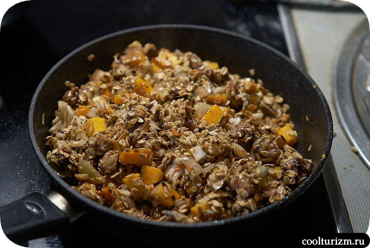 Жареная овсянка с мясом и соусом хойсин как готовить
