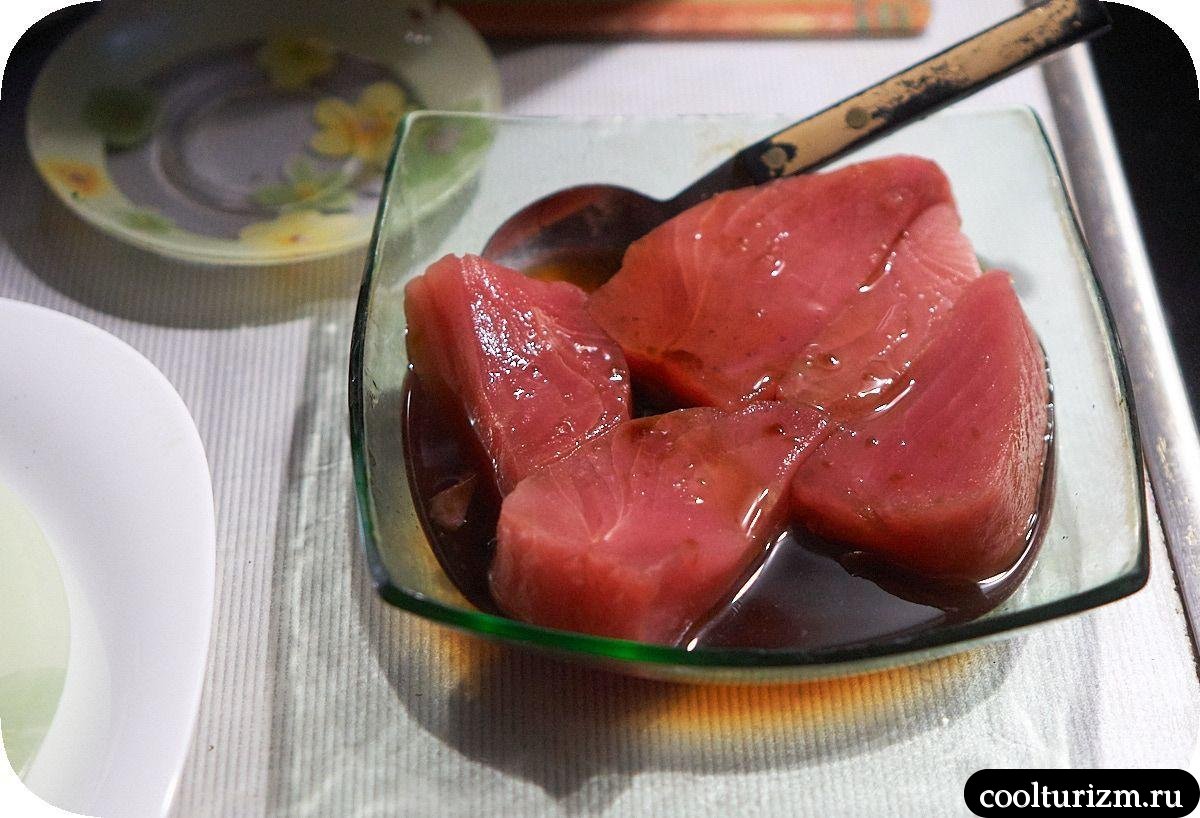 жарка тунца стейками маринад