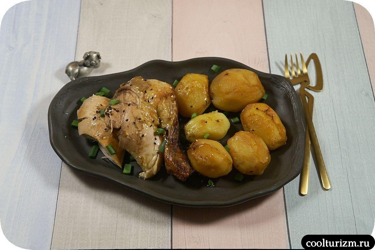 Курица с картофелем целиком в духовке