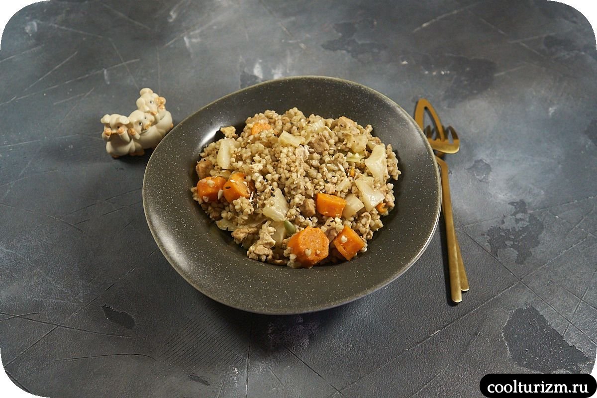 Гречка зелёная с овощами и мясом рецепт