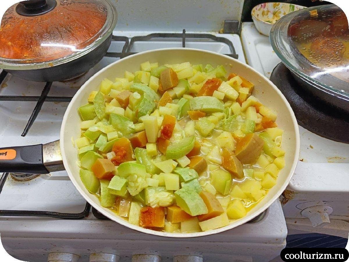 гарнир с тыквой и кабачками