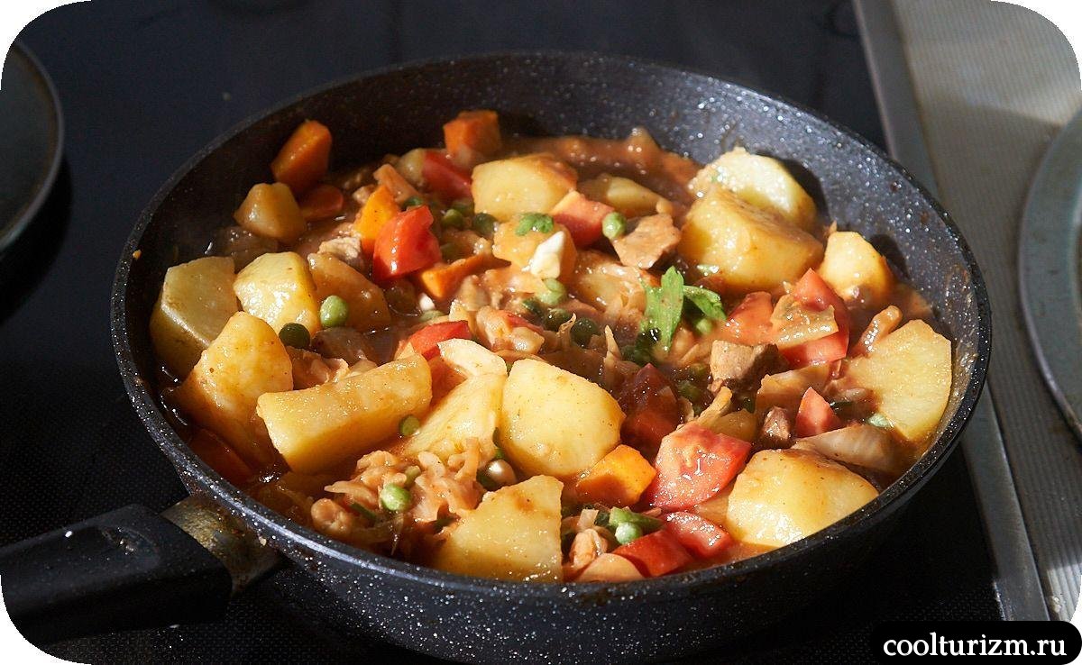 Острый картофель с мясом рецепт