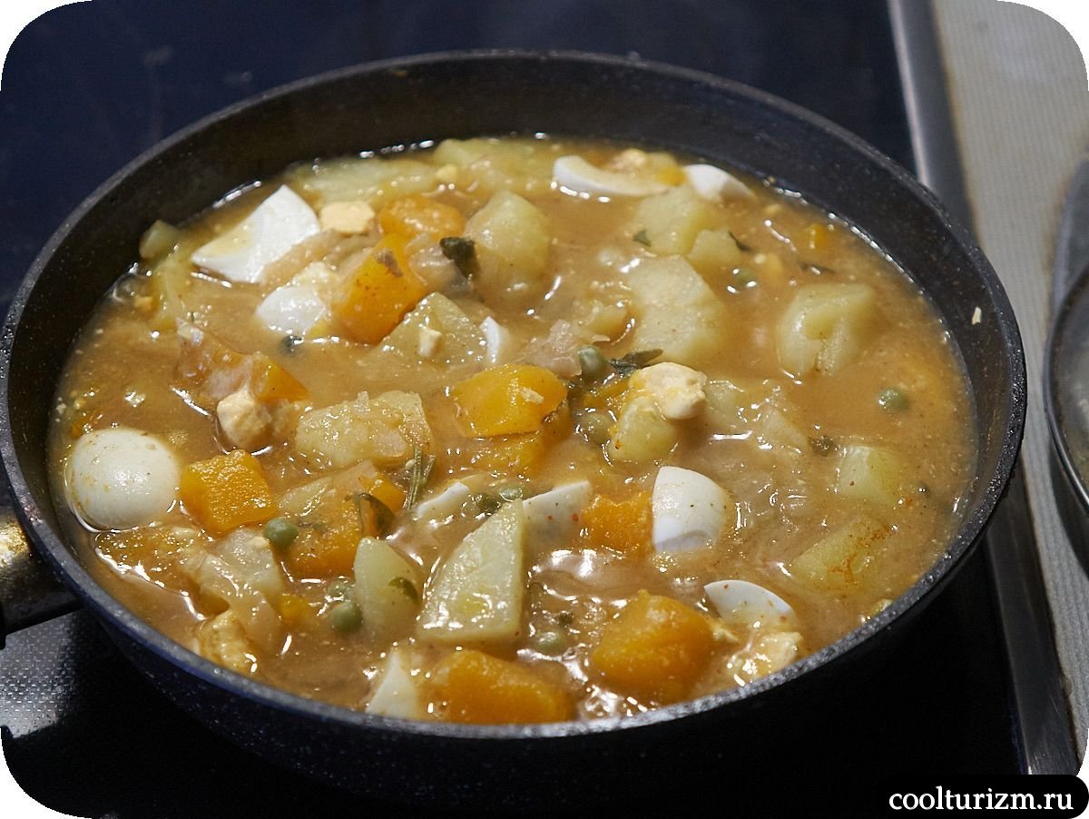 Картофель с тыквой, яйцами