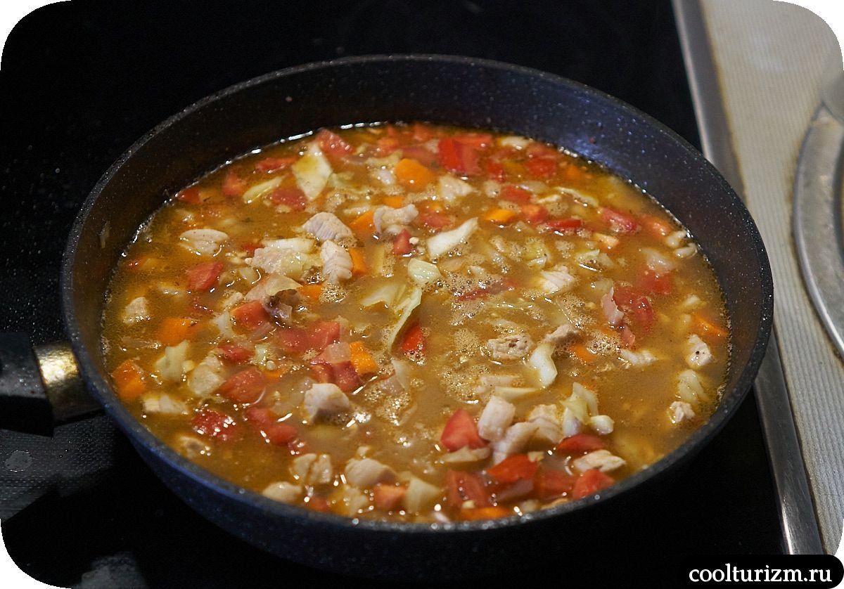 Зелёная гречка с мясом