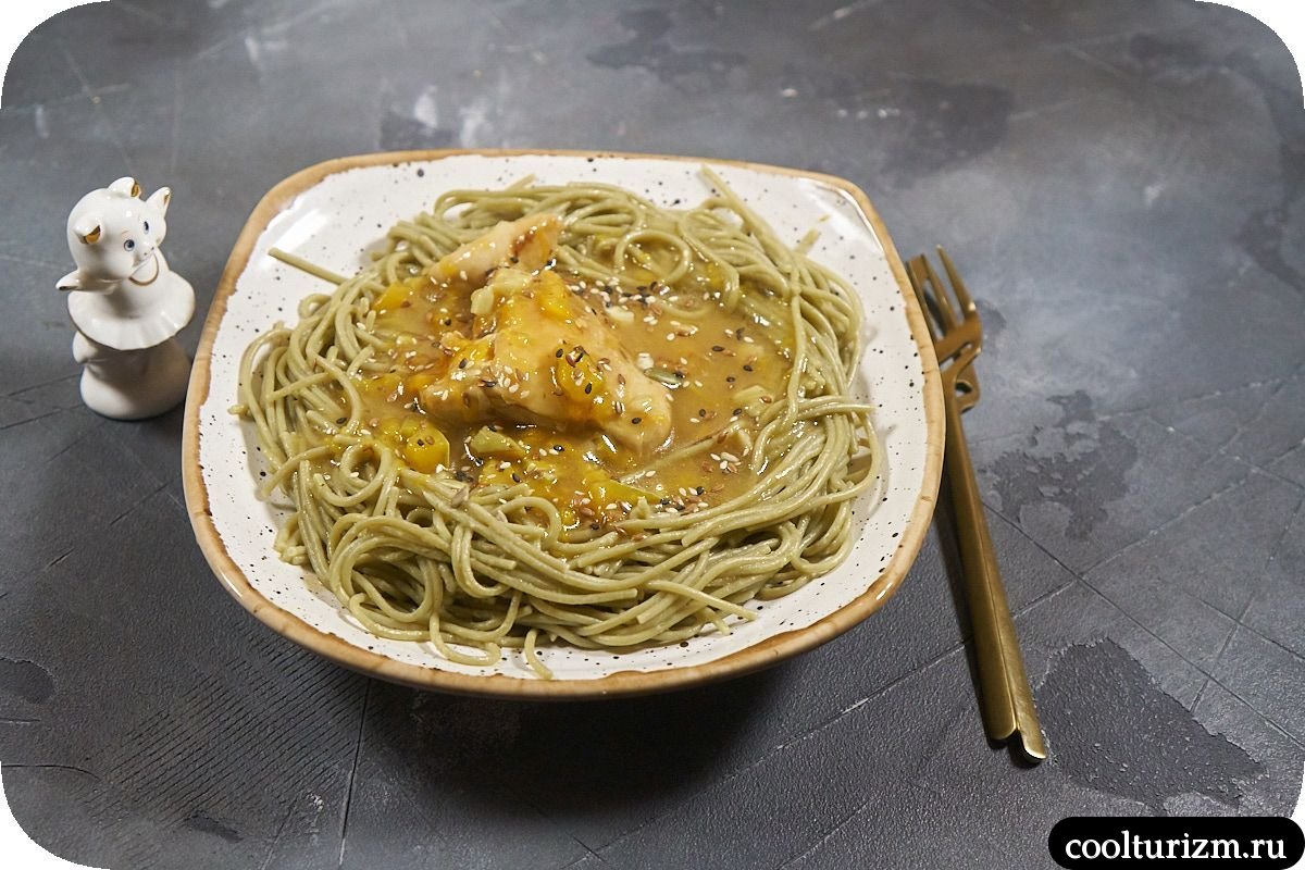 Шпинатные спагетти с курицей и тыквой как готовить