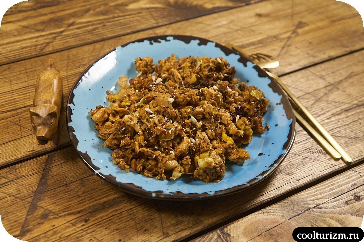 Жареная овсянка с мясом и тыквой рецепт