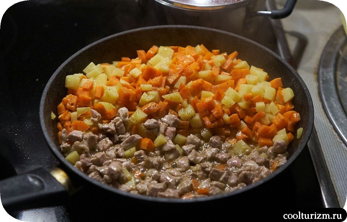Жареная овсянка с мясом и картофелем как готовить