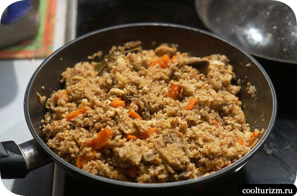 Пшеничная крупа с шампиньонами и яйцами вкусный рецепт