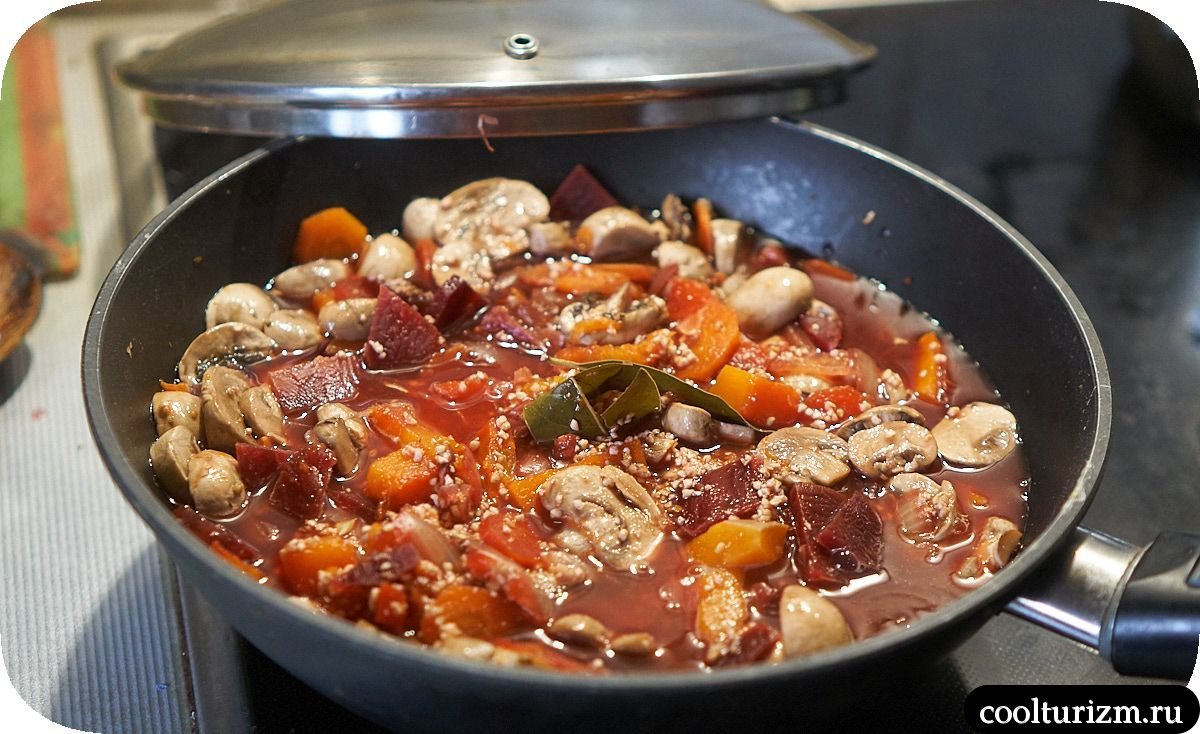 Шампиньоны с пшеничной крупой и овощами как готовить