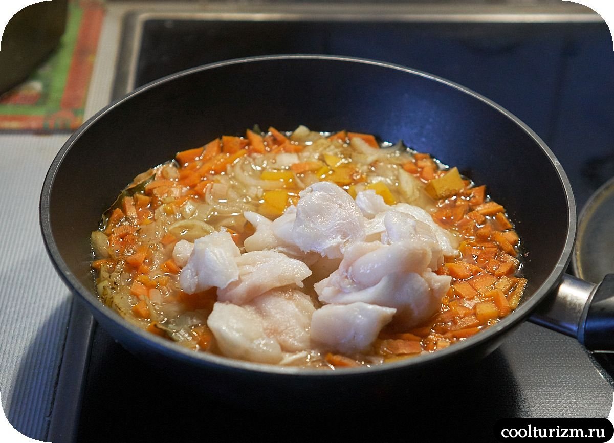 Пшеничная крупа со щечками трески