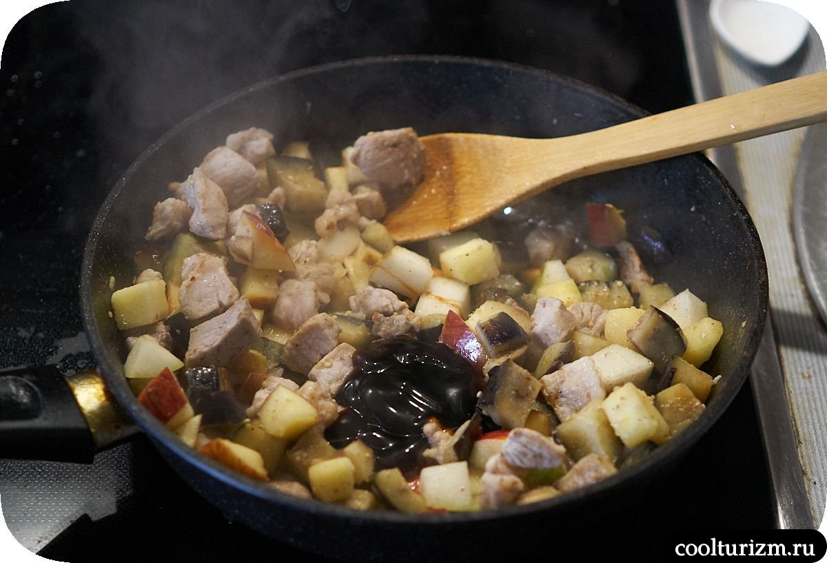 Баклажаны с мясом в устричном соусе паназия
